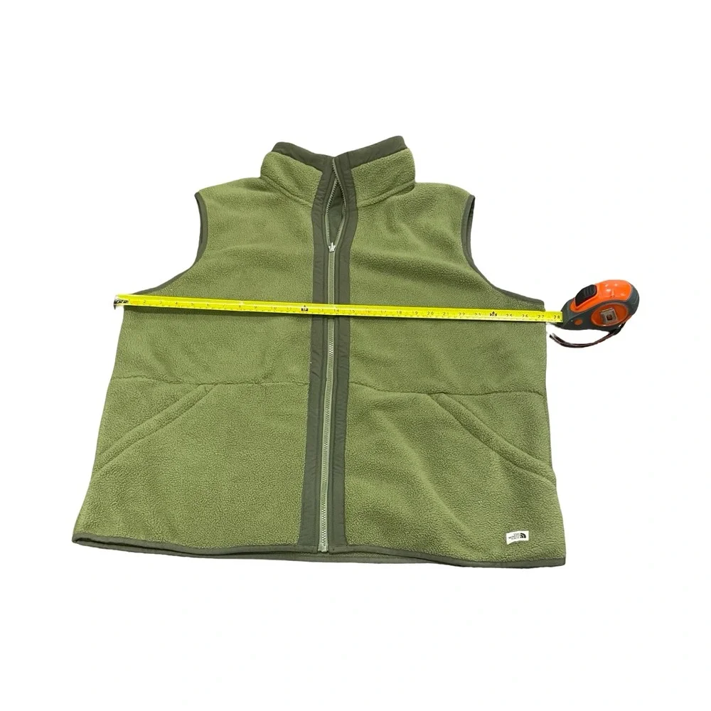 The North Face Mens XXL Olive Green Fleece Full Zip Sherpa Vest Jacket Pockets
